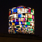 Tom Fruin's Water Tower is clearly visible from the deck